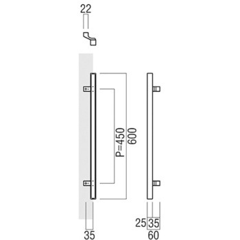 【オーダー】ドアハンドル 角型 振り出しタイプ T1262 UNION(ユニオン)