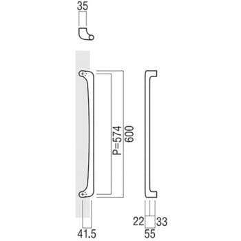 【オーダー】ドアハンドル 丸型 振り出しタイプ アルミ鋳物 T1265 - UNION(ユニオン)