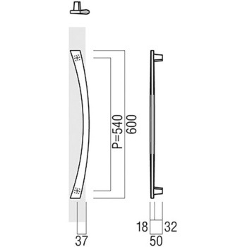 【オーダー】ドアハンドル 振り出しタイプ アルミ鋳物 T1266 UNION(ユニオン)