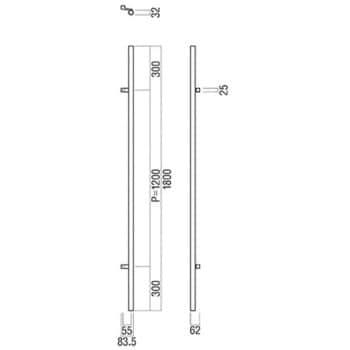 T1278-01-051-L1800 ドアハンドル 丸型 振り出しタイプ T1278 1組