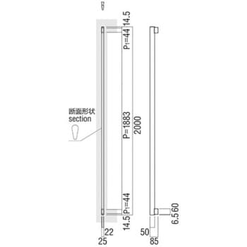 T1287-01-023-L2000 ドアハンドル ストレートタイプ T1287 1組 UNION