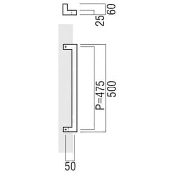 T1550-25-038-L500 ドアハンドル 角型 振り出しタイプ T1550 1組 UNION