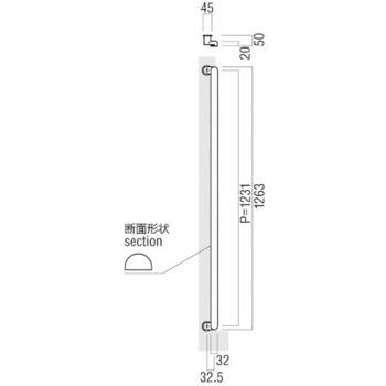 【オーダー】ドアハンドル 振り出しタイプ T1660 UNION(ユニオン)