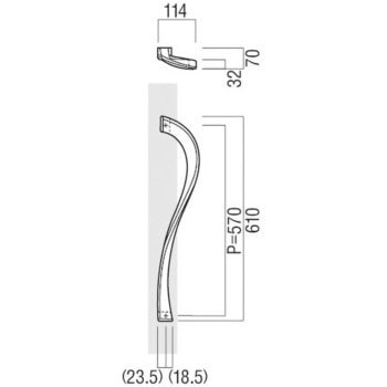 【オーダー】ドアハンドル 振り出しタイプ アルミ鋳物 T1780 UNION(ユニオン)