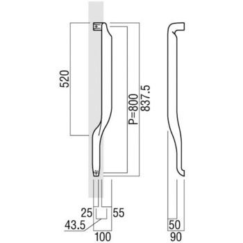 【オーダー】ドアハンドル アルミ鋳物 T2084 UNION(ユニオン)