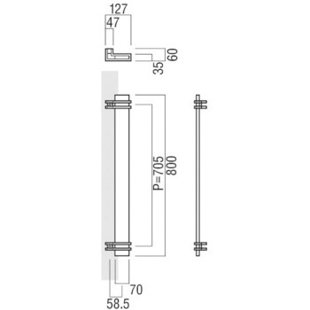 【オーダー】ドアハンドル 角型 振り出しタイプ ユニウッド(積層強化木) T2318 UNION(ユニオン)