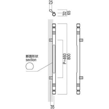 【オーダー】ドアハンドル 振り出しタイプ ユニウッド(積層強化木) T2412 UNION(ユニオン)
