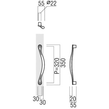 【オーダー】ドアハンドル 振り出しタイプ アルミ鋳物 T2608 UNION(ユニオン)
