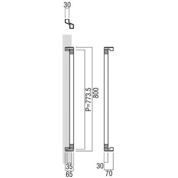 【オーダー】ドアハンドル 角型 振り出しタイプ T2734 UNION(ユニオン)