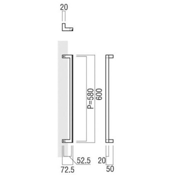 【オーダー】ドアハンドル 角型 振り出しタイプ T2746 - UNION(ユニオン)