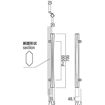 【オーダー】ドアハンドル 振り出しタイプ ユニウッド(積層強化木) T2759 UNION(ユニオン)