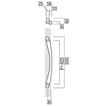 【オーダー】ドアハンドル 振り出しタイプ 真鍮鋳物ハンドル T3384 UNION(ユニオン)