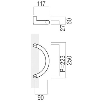 【オーダー】ドアハンドル 丸型 振り出しタイプ T5580 UNION(ユニオン)