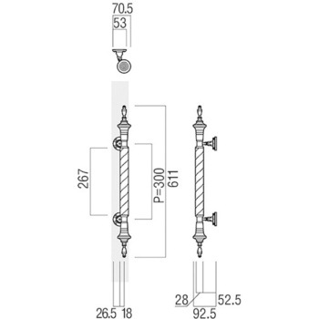 【オーダー】ドアハンドル 丸型 振り出しタイプ T8170 UNION(ユニオン)