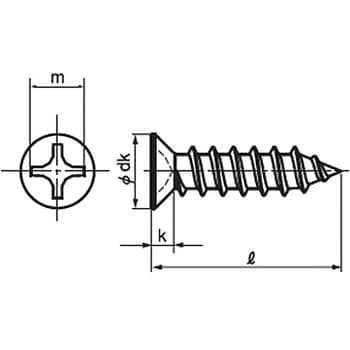 3.5×30 (+)皿 小頭タッピンねじ 1種A形 (ステンレス)(パック品) 1