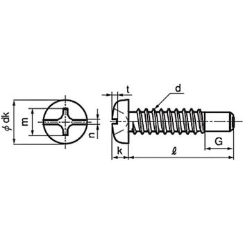 (+-)ナベタッピンねじ 2種ガイド付・BRP形 G=15 (ステンレス)(パック品) - 大阪魂
