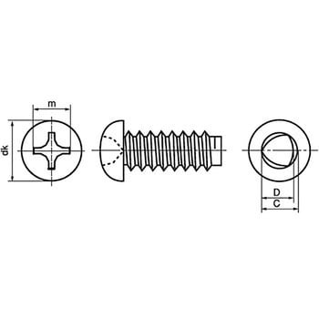 2.6×8 タップタイプ (+)Bタイプナベ (SUSXM7)(パック品) 1パック(34個