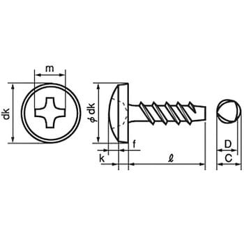 2.6×12 タップタイプ (+)Pタイプバインド (SUSXM7)(パック品) 1パック