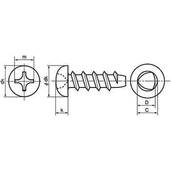 4×10 タップタイプ (+)Pタイプナベ (SUS410)(パック品) 1パック(34個