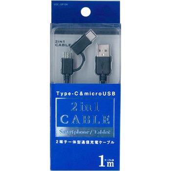 Type-C変換アダプタ一体型microUSBケーブル 100cm ブラック オズマ