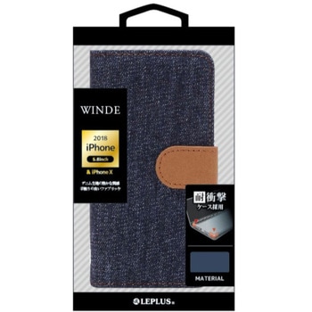 iPhone XS/iPhone X  デニムブックケース「WINDE」 インディゴA スタンド機能 ストラップホール付 LEPLUS