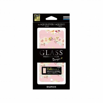 AQUOS EVER SH-02J/AQUOS U SHV37 ガラスフィルム 「GLASS PREMIUM FILM」 全画面保護 Design +(プラス) Flower ピンク LEPLUS