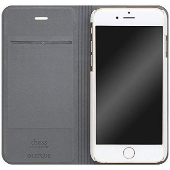 iPhone 6 Plus iPhone 6s Plus [CHESS] デザインPUレザーカバー ホワイト スタンド機能 LEPLUS
