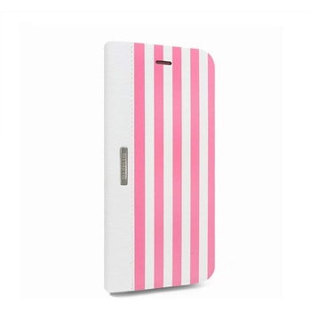 iPhone 6 iPhone 6s [STRIPE] デザインPUレザーカバー ピンク スタンド機能 LEPLUS