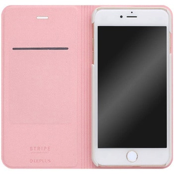 iPhone 6 iPhone 6s [STRIPE] デザインPUレザーカバー ピンク スタンド機能 LEPLUS