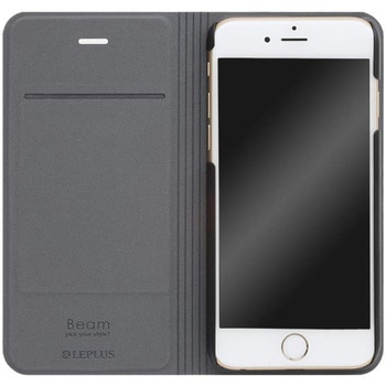 iPhone 6 iPhone 6s [BEAM] デザインPUレザーカバー ブラック スタンド機能 LEPLUS
