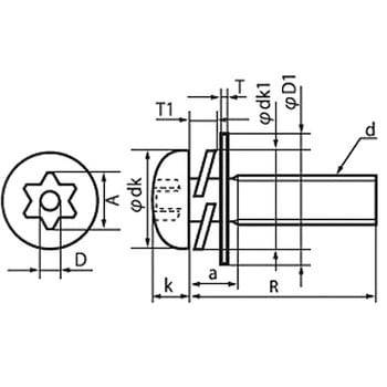 4×10 TRXタンパープルーフ ナベP=3(SW+JIS W組込) (ステンレス)(パック