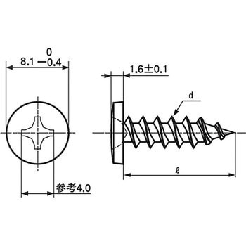 (+)薄バインドタッピンねじ 1種A形 H=1.6 (ステンレス)(パック品) 大阪魂