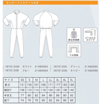 クリーンスーツ ベルデクセル VEYS120 ミドリ安全