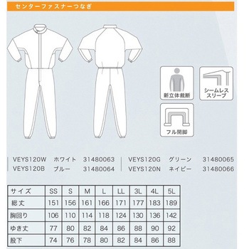 クリーンスーツ ベルデクセル VEYS120 ミドリ安全