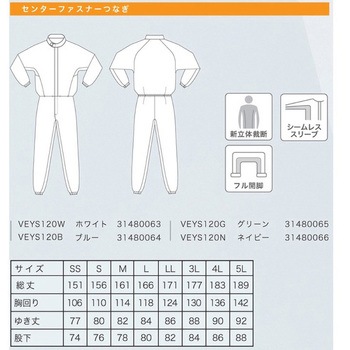 クリーンスーツ ベルデクセル VEYS120 ミドリ安全