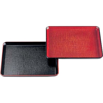8寸角盆 朱カスリ布目 若泉漆器