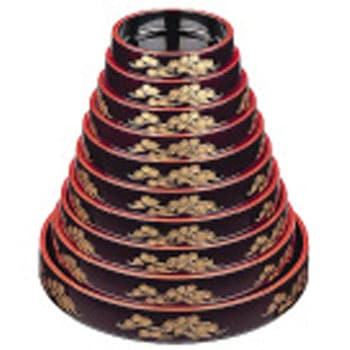 DX富士型桶 溜パール老松 若泉漆器