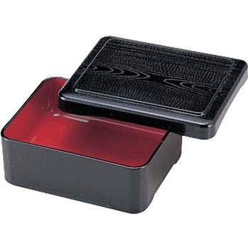 爪掛新木目丼重 黒内朱塗 若泉漆器