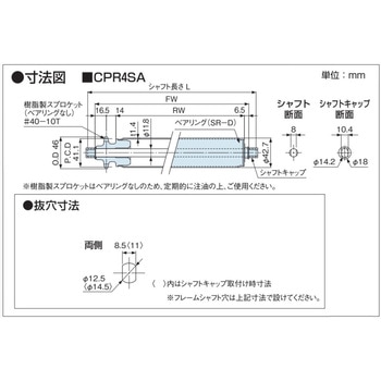 チェーン駆動ローラ単体 中荷重タイプ CPR4SA 樹脂製スプロケット (ベアリングなし) オークラ輸送機