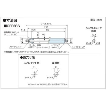 チェーン駆動ローラ単体 軽荷重タイプ CFR3SS 鉄製スプロケット (ベアリング入り) オークラ輸送機