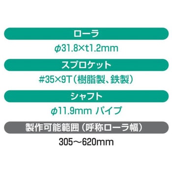チェーン駆動ローラ単体 軽荷重タイプ CFR3SA 樹脂製スプロケット (ベアリングなし) オークラ輸送機