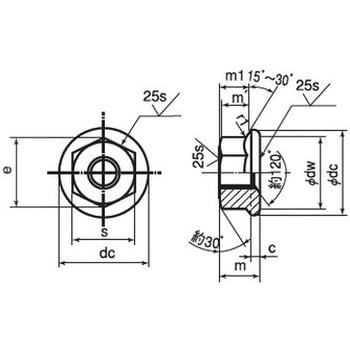 M8 13×17.5 フランジナット セレート付き ツバ大(鉄/ドブ)(パック品) 1