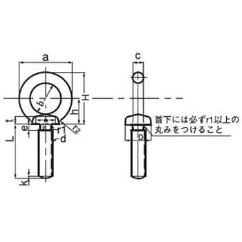 M16×50 アイボルト 足長(鉄/生地) 1個 大阪魂 【通販サイトMonotaRO】