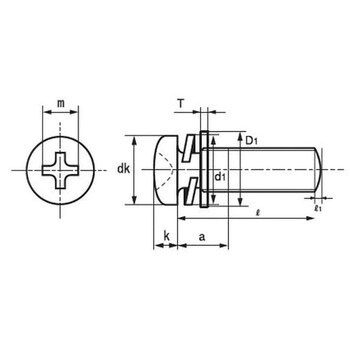 M3×8 (+)ナベP=4(SW+JIS小形W組込) 丸先タイプ(鉄/3価ホワイト)(小箱