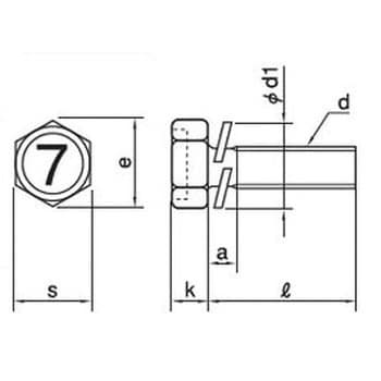 M10×35 7マーク小形六角アプセット 細目P=2(SW組込)(鉄/クロメート)(小