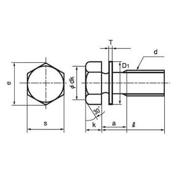 M12×50 六角トリーマP=1(JISW組込)(鉄/ユニクロ)(小箱) 1箱(40個) 大阪