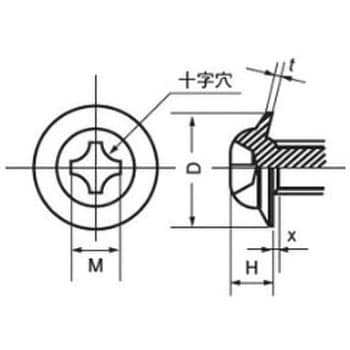 M2×5 (+)TPタッピンねじ 2種B-0形(鉄/クロメート)(小箱) 1箱(12000個