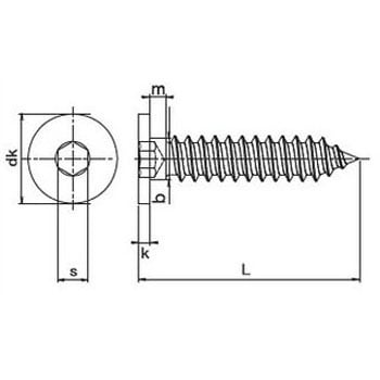 M4×16 六角穴付極低頭平頭タッピンねじ 1種A形(鉄/3価ホワイト)(小箱