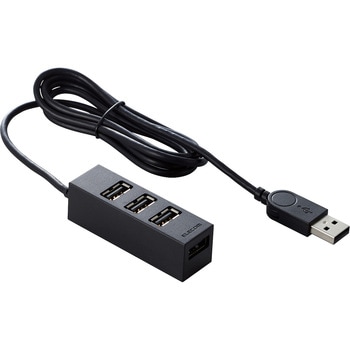 USBハブ 2.0 4ポート バスパワー セルフパワー 両用 ACアダプタ付 マグネット付 ケーブル長 1m エレコム
