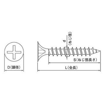M3.5×38 (+)軽天ビスラッパ(ドライウォール・ワンタッチ)(鉄/3価